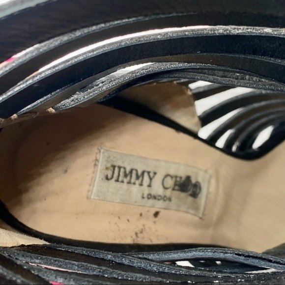 Jimmy Choo Black Leather Caged Heels - Picture 5 of 11